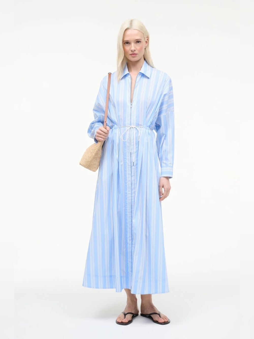 STAUD CHI MIDI DRESS VENTURA STRIPE